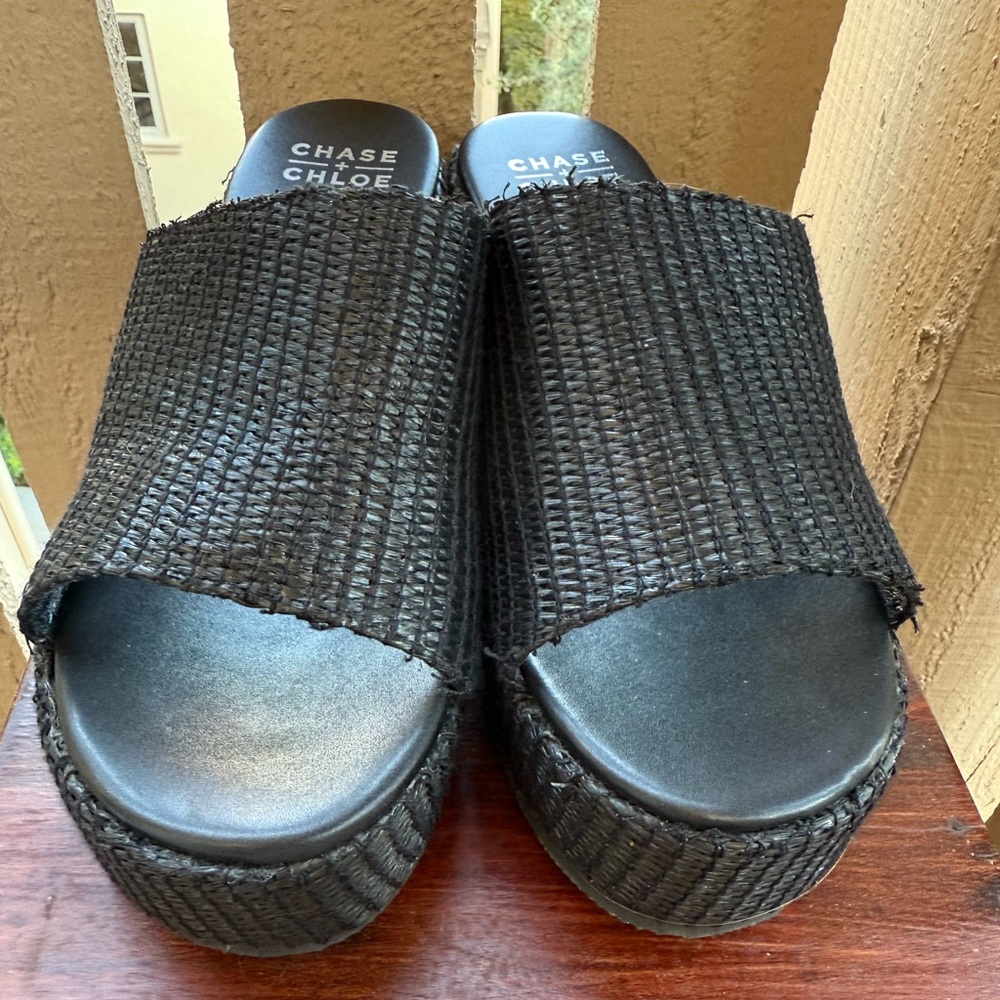 Chase + Chloe Black Woven Platform Shoe - Picture 6 of 12